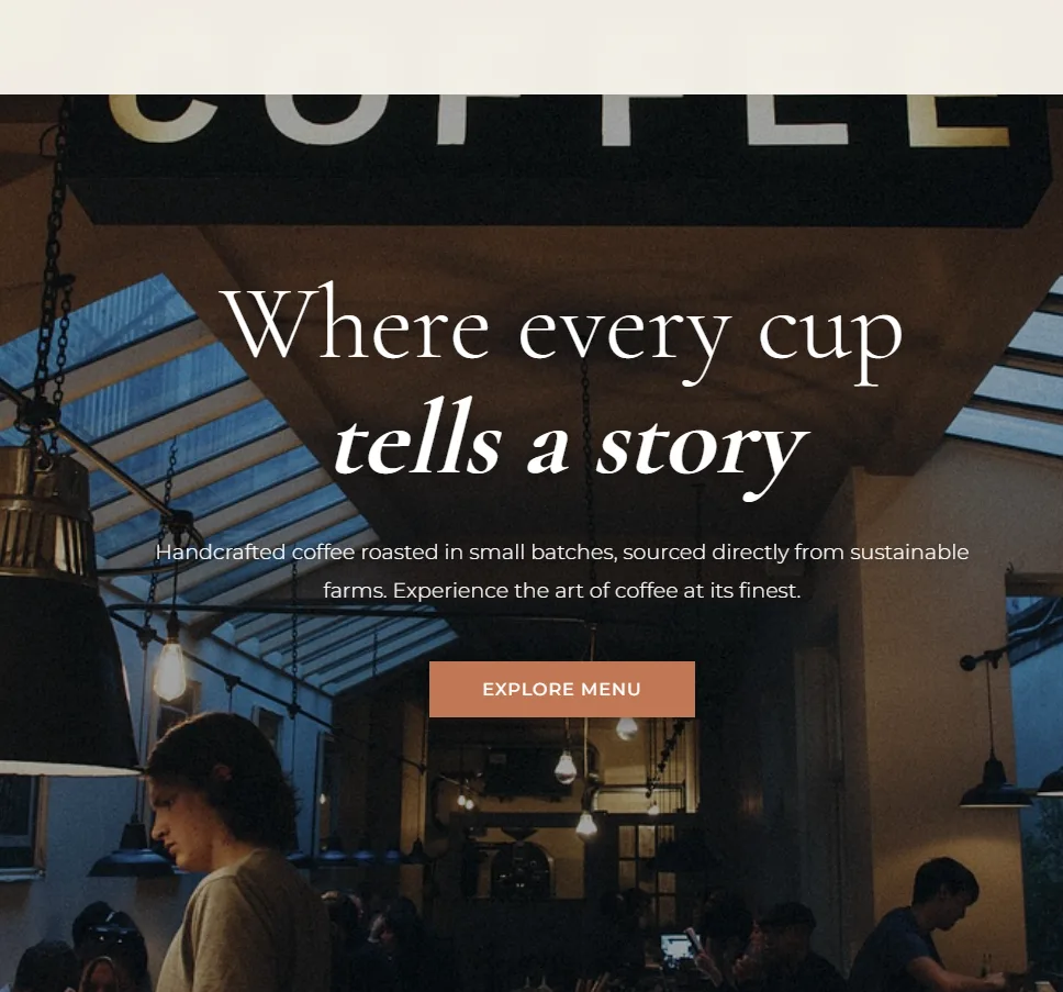 Ember & Oak Cafe — demo coffee-shop website with menu and reservations.